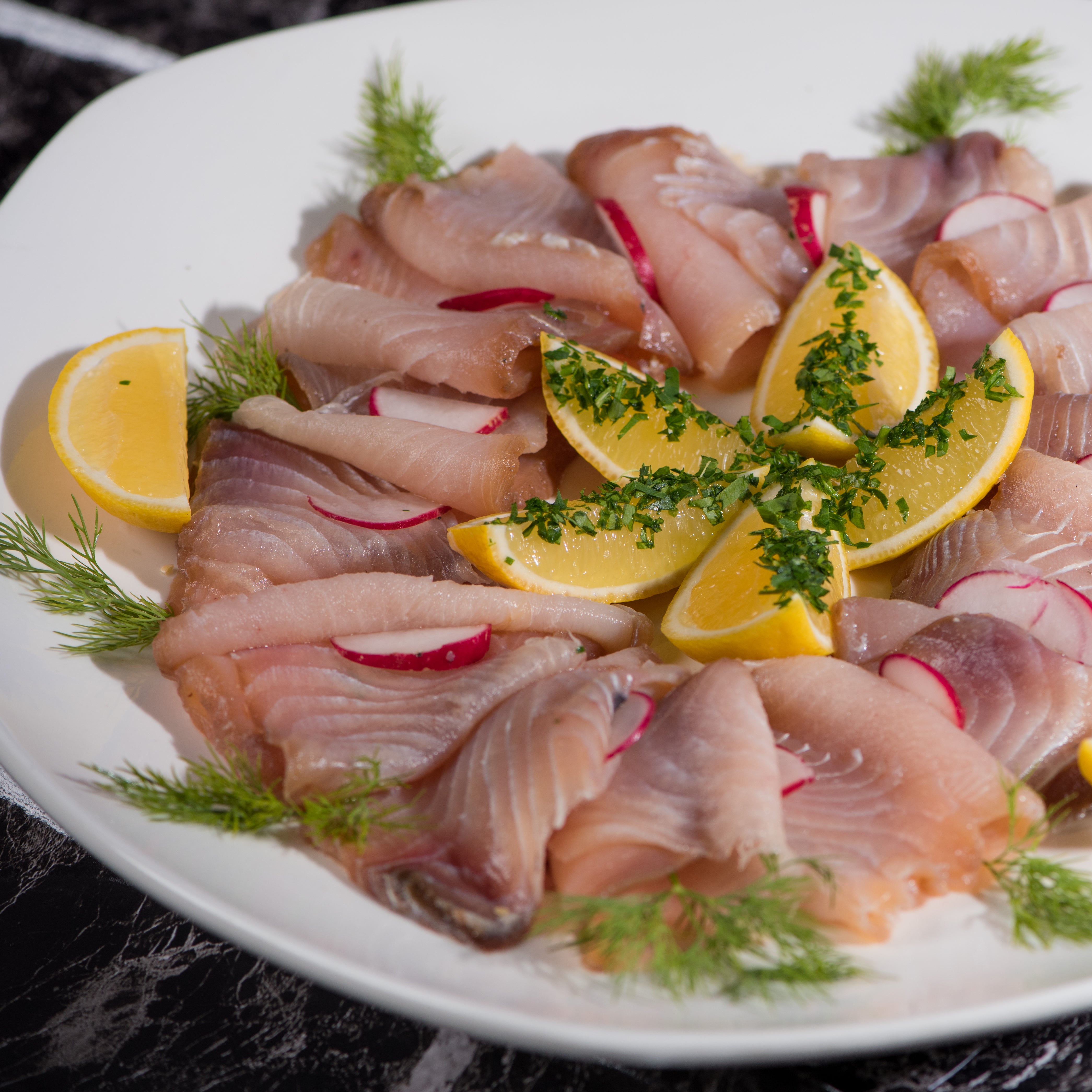 Smoked Tanguingue with Condiments – The Plaza Catering